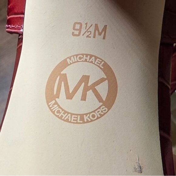 Michael Kors Red Croc Embossed T-Strap High Heel Sandals 9.5M - Picture 4 of 16